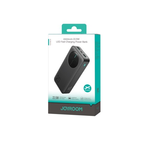 Powerbank z wyświetlaczem cyfrowym 20000mAh USB-A USB-C 22.5W - czarny