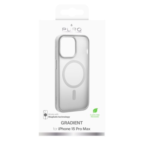 Etui silikonowe do iPhone 15 Pro Max Gradient MagSafe - srebrne PURO