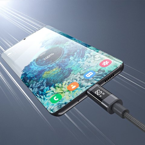 Kabel przewód USB-C z wyświetlaczem PD 60 W 1.2 m - czarny CHOETECH