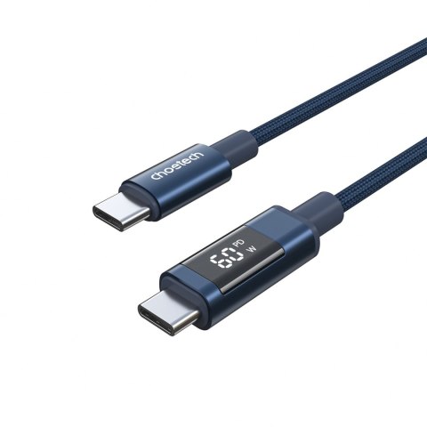 Kabel przewód USB-C z wyświetlaczem PD 60 W 1.2 m - niebieski CHOETECH