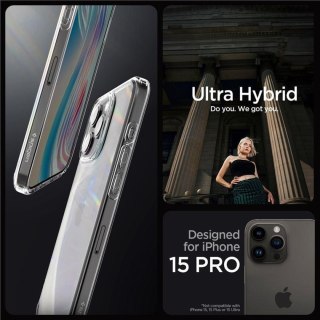 Etui pokrowiec na iPhone 15 Pro Crystal Hybrid - przezroczysty SPIGEN