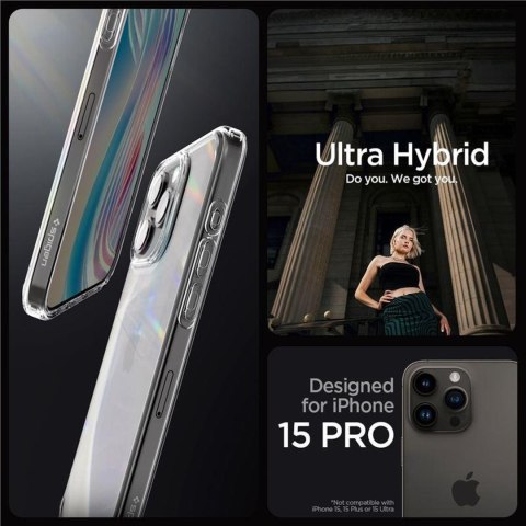 Etui pokrowiec na iPhone 15 Pro Crystal Hybrid - przezroczysty SPIGEN