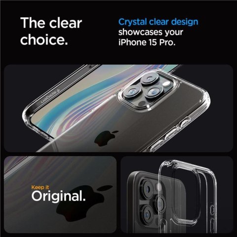 Etui pokrowiec na iPhone 15 Pro Crystal Hybrid - przezroczysty SPIGEN