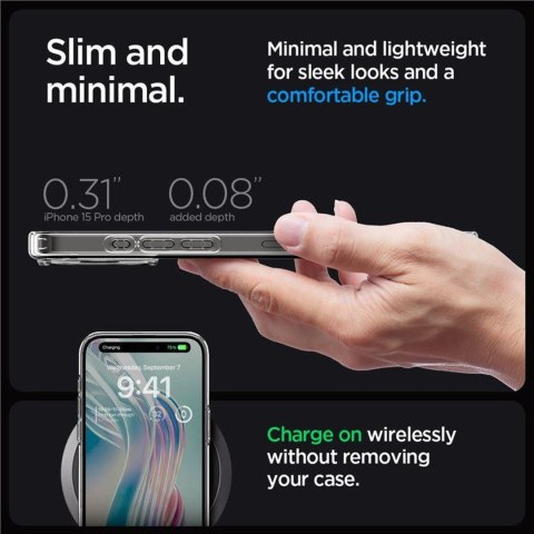 Etui pokrowiec na iPhone 15 Pro Crystal Hybrid - przezroczysty SPIGEN