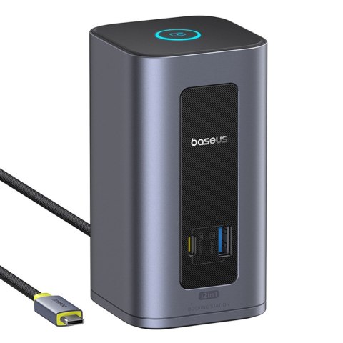 HUB stacja dokująca 12w1 USB-C do USB-C USB-A HDMI DisplayPort Rj45 - szara BASEUS
