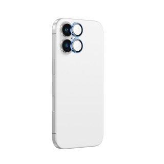 Szkło hartowane z ramką na soczewki aparatu do iPhone 16 / 16 Plus - niebieskie AmazingThing
