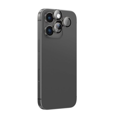 Szkło hartowane z ramką na soczewki aparatu do iPhone 16 Pro / 16 Pro Max - czarne AmazingThing