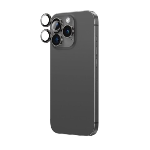 Szkło hartowane z ramką na soczewki aparatu do iPhone 16 Pro / 16 Pro Max - czarne AmazingThing