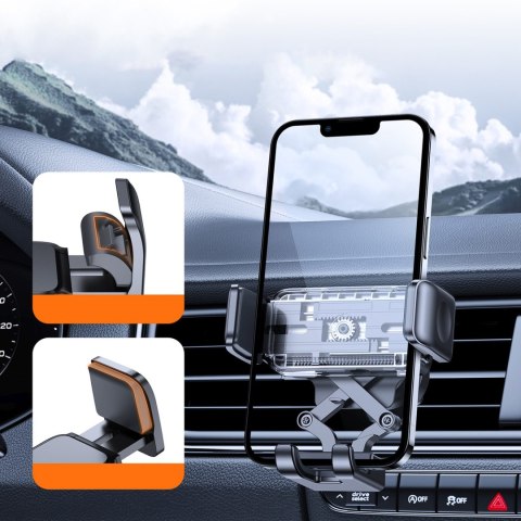 Uchwyt samochodowy na telefon do kratki nawiewu - czarny