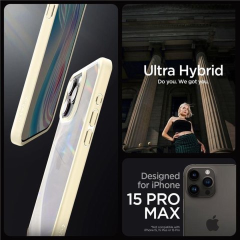 Etui pokrowiec na iPhone 15 Pro Max Crystal Hybrid - przezroczysto beżowe SPIGEN