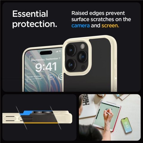 Etui pokrowiec na iPhone 15 Pro Max Crystal Hybrid - przezroczysto beżowe SPIGEN