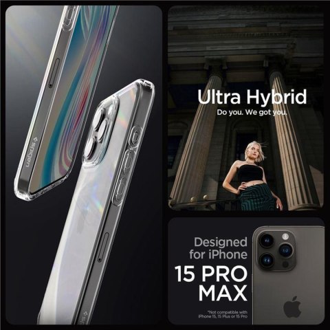Etui pokrowiec na iPhone 15 Pro Max Crystal Hybrid - przezroczysty SPIGEN
