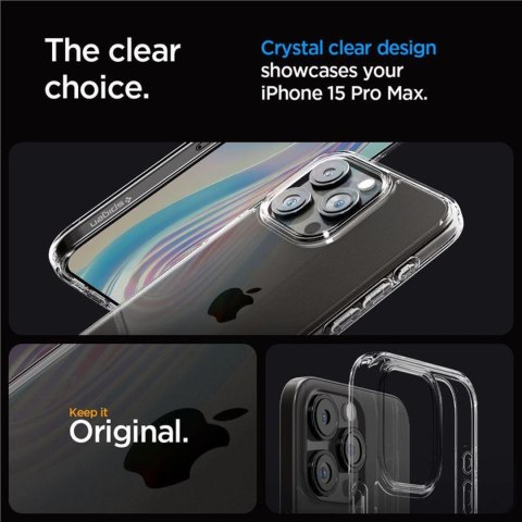 Etui pokrowiec na iPhone 15 Pro Max Crystal Hybrid - przezroczysty SPIGEN