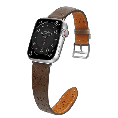 Pasek skórzany opaska bransoleta do Apple Watch 38 / 40 / 41 mm - ciemnobrązowy
