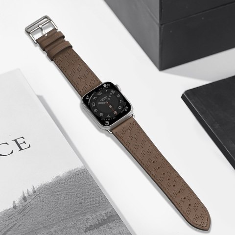 Pasek skórzany opaska bransoleta do Apple Watch 38 / 40 / 41 mm - ciemnobrązowy