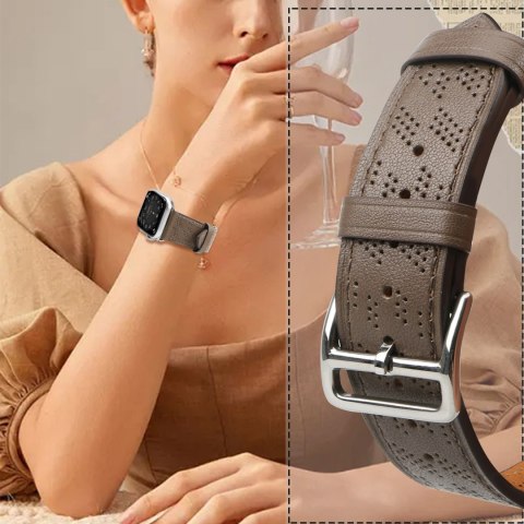 Pasek skórzany opaska bransoleta do Apple Watch 38 / 40 / 41 mm - ciemnobrązowy