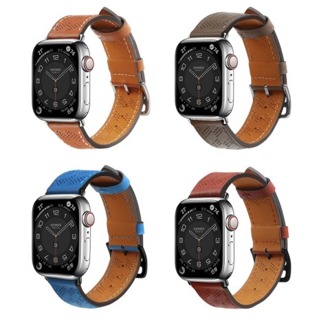 Pasek skórzany opaska bransoleta do Apple Watch 38 / 40 / 41 mm - czerwony