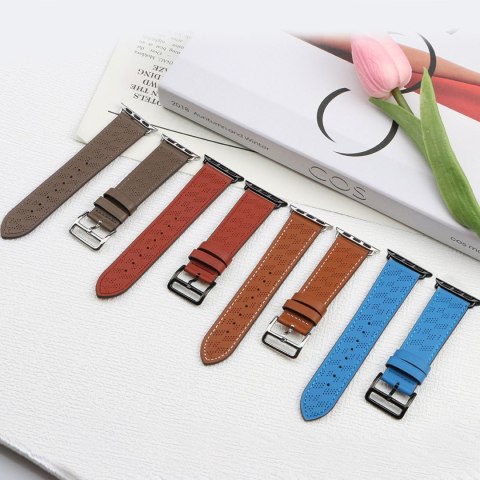 Pasek skórzany opaska bransoleta do Apple Watch 38 / 40 / 41 mm - czerwony