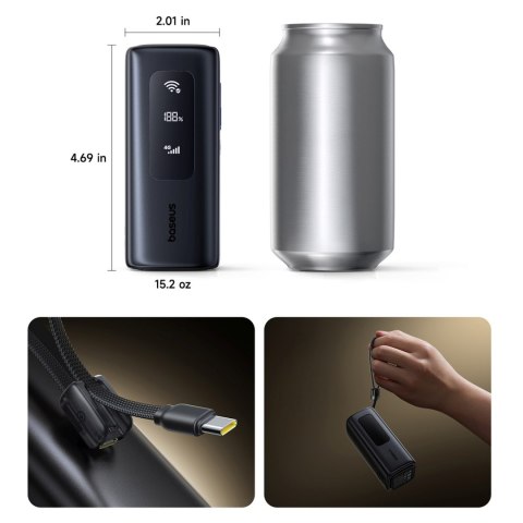 Powerbank 20000mAh USB-A USB-C z funkcją Wi-Fi 67W - czarny BASEUS