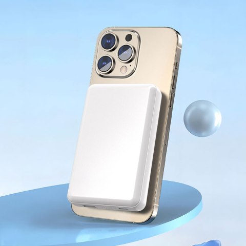 Powerbank magnetyczny K14S 5000mAh USB-A USB-C 20W - biały DUDAO