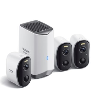Zestaw do monitoringu zewnętrzny 3 kamery stacja bazowa 2K 16GB 7800mAh - biały BASEUS