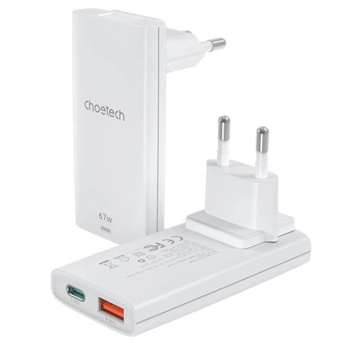 Ładowarka sieciowa USB-A USB-C GaN Ultra 65 W - biała CHOETECH