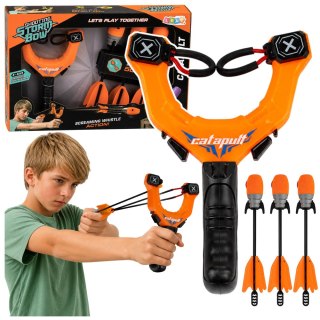 Zestaw Sportowy Zręcznościowy Proca Z Gwiżdżące Strzały Pomarańczowy 15M LEAN Toys