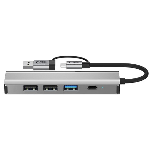 Adapter HUB 5w1 USB-C USB-A Ethernet RJ45 - szary Tech-Protect