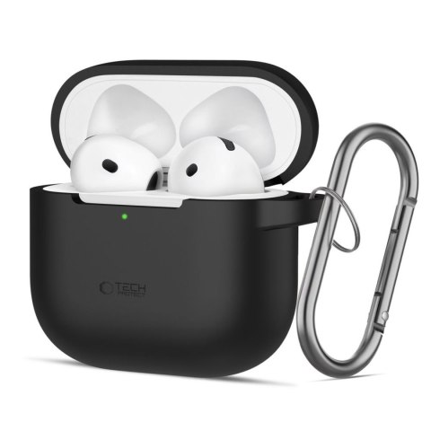 Etui pokrowiec na Apple AirPods 4 Silicone Hook - czarne Tech-Protect