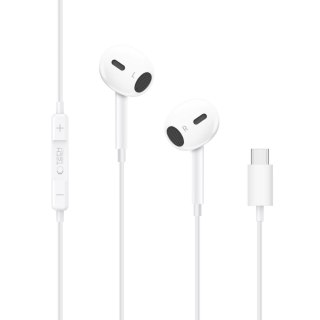 Słuchawki przewodowe douszne z mikrofonem Ultraboost Core G2 USB-C 120 cm - białe Tech-Protect