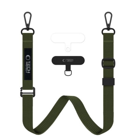 Smycz 2w1 do etui smartfona na szyję nadgarstek Rope Crossbody - oliwkowa Tech-Protect