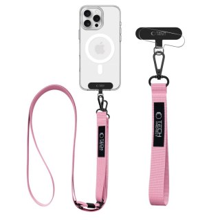 Smycz 2w1 do etui smartfona na szyję nadgarstek Rope Crossbody - różowa Tech-Protect