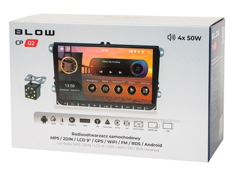 Radio samochodowe CP02 2DIN 9 cali ekran dotykowy Android/WiFi/GPS/CARPLAY BLOW