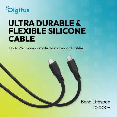 Kabel połączeniowy silikonowy USB-C-USB-C | USB 4 ver.2.0 80Gbps | 8K@60Hz | PD 3.1 240W| 1,0m | czarny