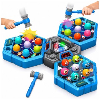 Gra Zręcznościowa Whack-A-Mole Stworki Dla 3 Osób 3 Tryby Świecąca Młotki LEAN Toys