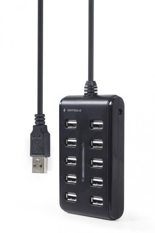 HUB USB 2.0 10-portowy czarny