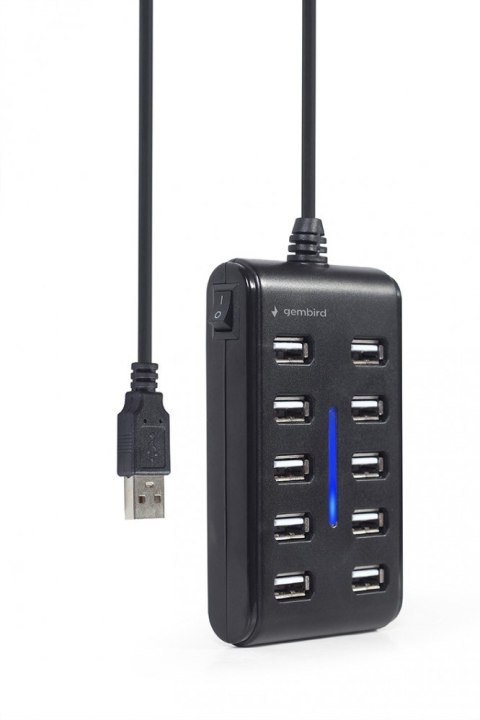 HUB USB 2.0 10-portowy czarny
