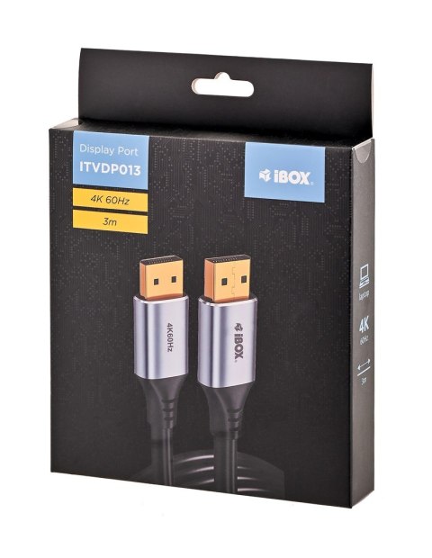 Kabel DisplayPort 4k60Hz złota wtyczka 3m