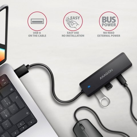 HUB 4-portowy 5gbps 2x USB-A 2x USB-C, USB-C power in 19 cm kabel HUE-C2A