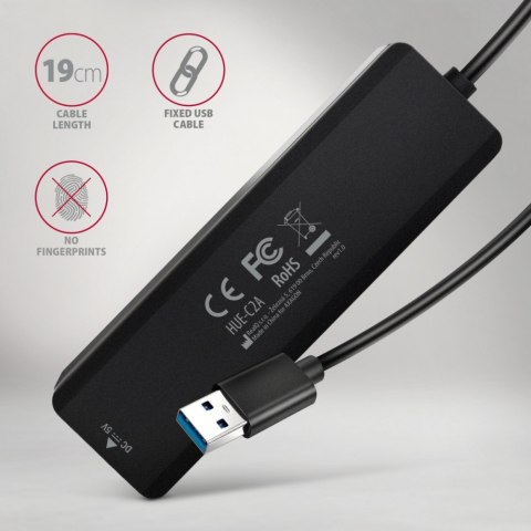 HUB 4-portowy 5gbps 2x USB-A 2x USB-C, USB-C power in 19 cm kabel HUE-C2A