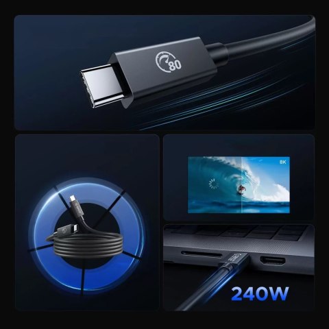 Kabel przewód USB-C USB4 Thunderbolt5 80Gbps 240W 2m - czarny ORICO