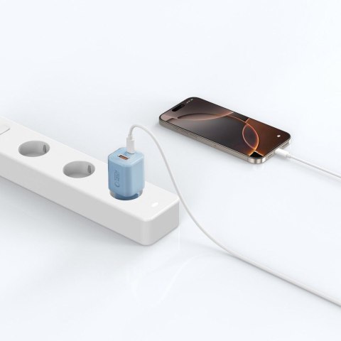 Ładowarka sieciowa USB-A USB-C PD 33W QC - niebieska Tech-Protect