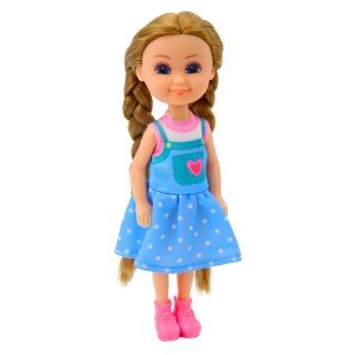 Mini Laleczka Z Długimi Włosami W Sukience 15cm Mix