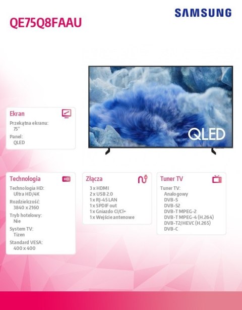 Telewizor QLED 75 cali QE75Q8FAAUXXH