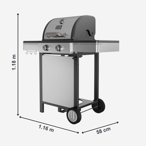 Grill gazowy Black+Decker BXOG7200E 2 palniki x 3.6 kW | pow.grilla 500 x 415 mm | 1185 x 1160 x 580 mm