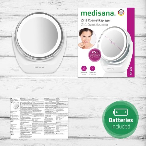 Lustro kosmetyczne Medisana 2w1 CM 835 5-krotne powiększenie | średnica 12 cm | chromowy