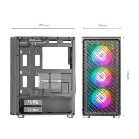TACENS MARS MC-F 4x120mm ARGB ATX- obudowa
