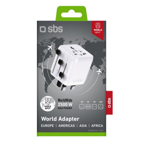 Adapter podróżny przejściówka do gniazdek EU UK US AUS - biały SBS