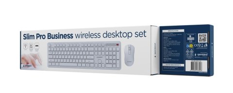 GEMBIRD BEZPRZEWODOWY ZESTAW KLAWIATURY + MYSZ SLIM PRO BUSINESS NA BIURKO,BIAŁY, UKŁAD US