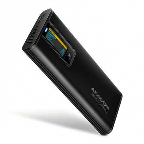 EEM2-SD2B Obudowa zewnętrzna aluminiowa bezśrubowa USB-A/C 3.2 Gen2 M.2 NVMe/SATA wyświetlacz LED, czarny